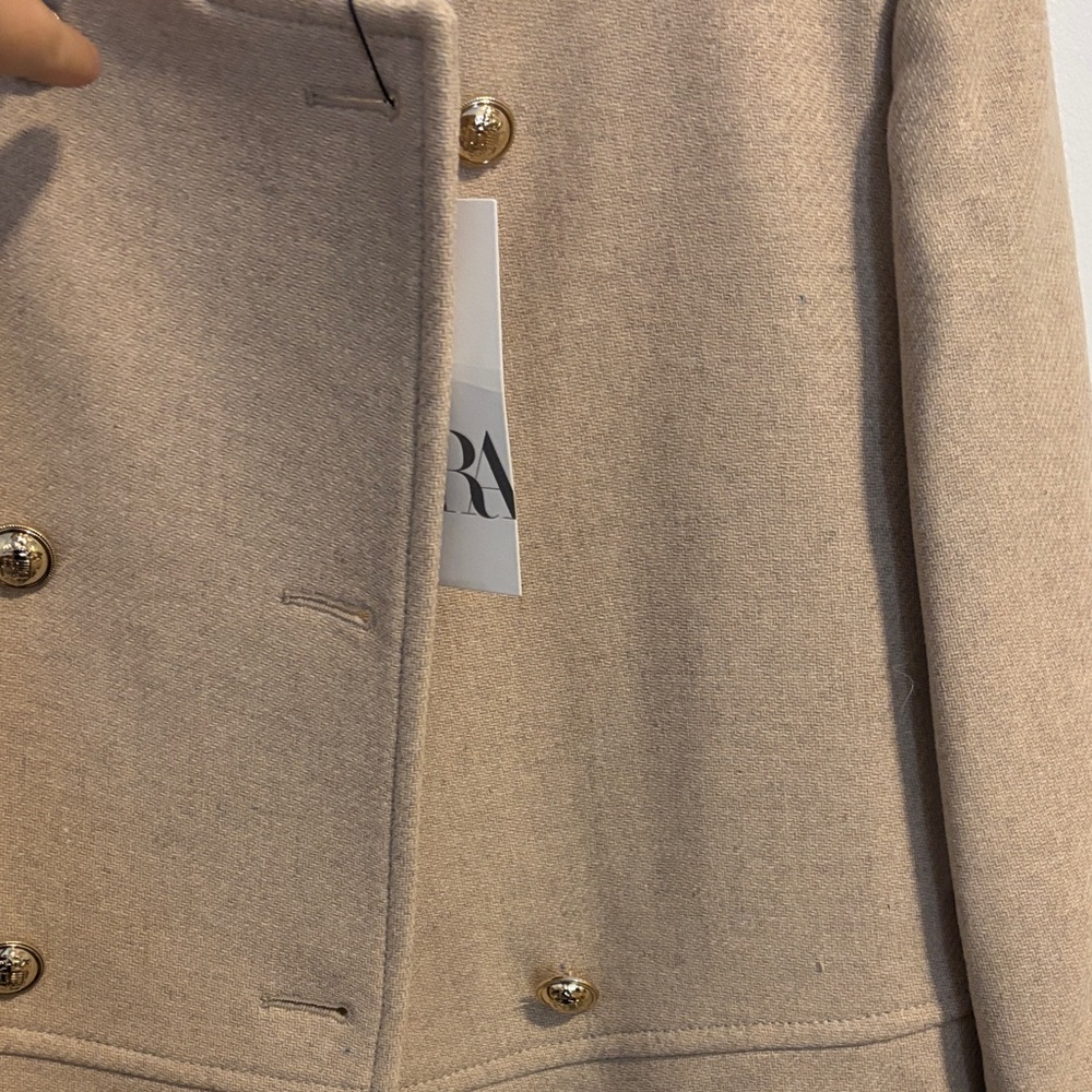Zara Camel Beige Military-Style Coat with Gold Buttons *never worn-* - Picture 2 of 4